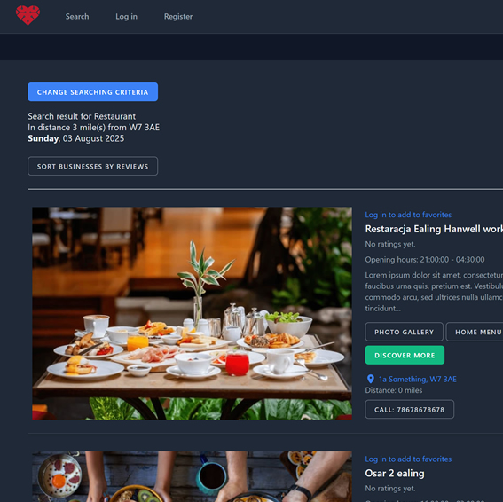 booking system screenshot